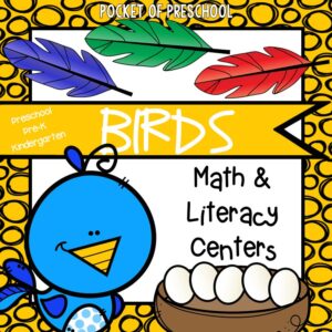 Bird Math and Literacy Centers for preschool, pre-k, and kindergarten students