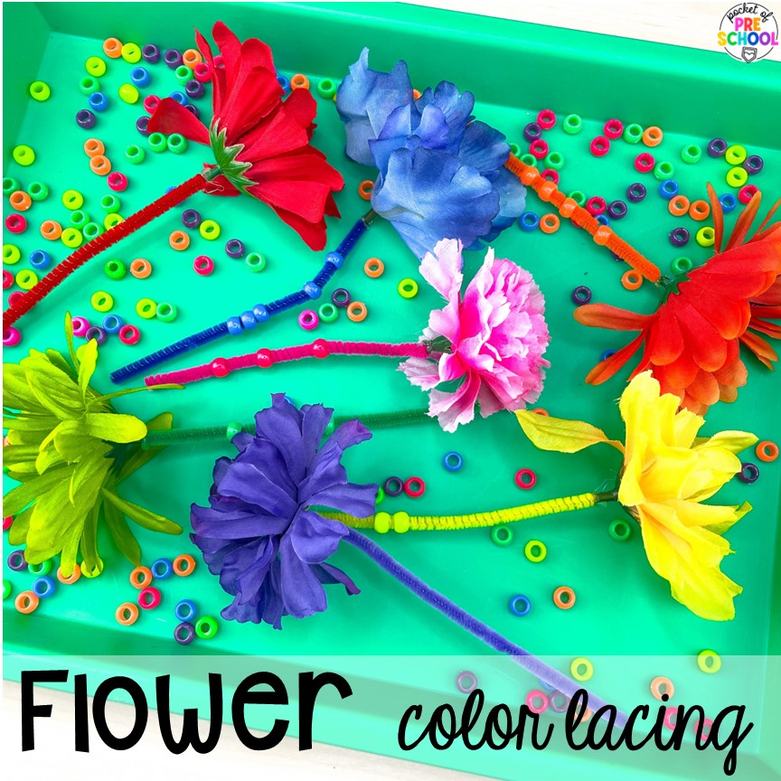 Flower Color Lacing! The perfect activities for a plant or spring theme for preschool, pre-k, and kindergarten students. 