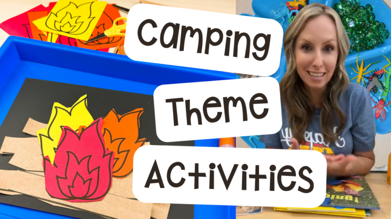 Camping themed activities for preschool, pre-k, and kindergarten students to learn math, science, literacy, STEM, and fine motor skills.