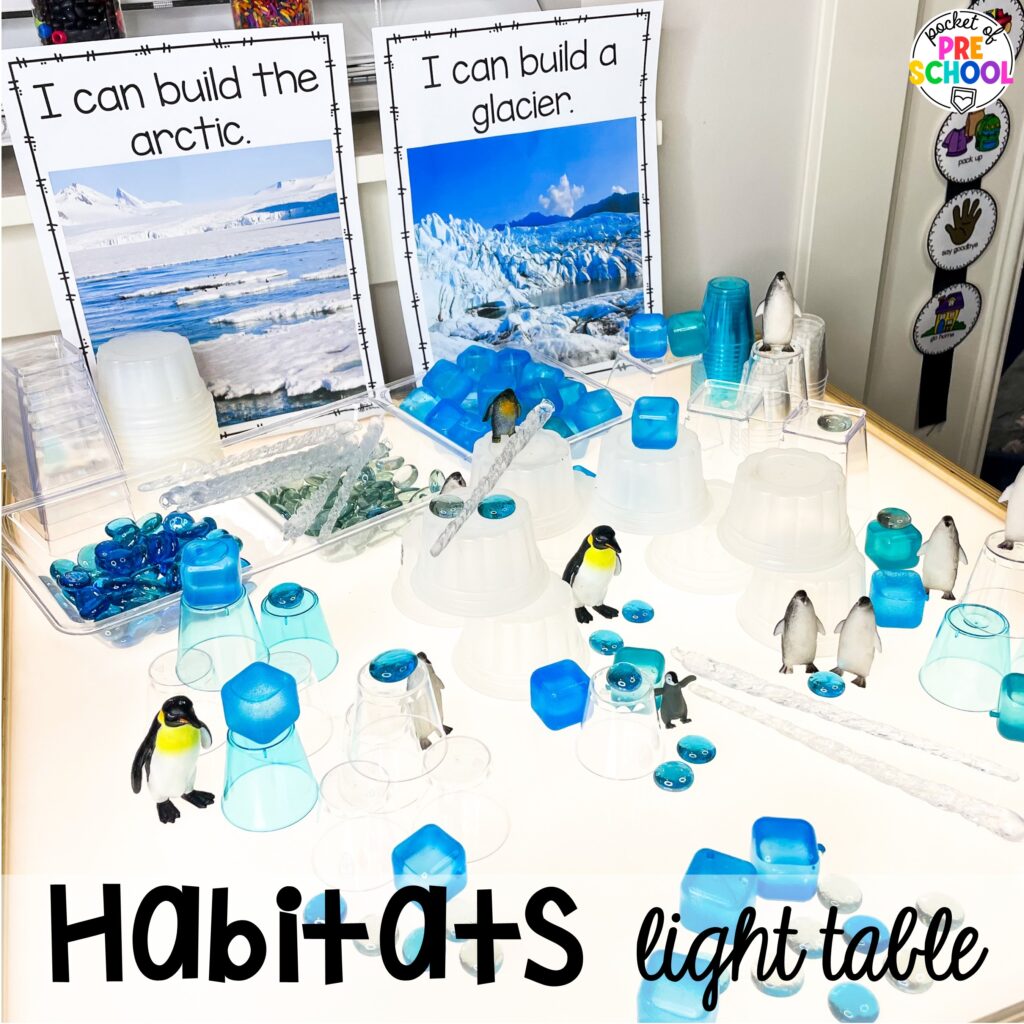 Habitats light table! Ideas for using your light table for STEM and science activities with your preschool, pre-k, and kindergarten students.