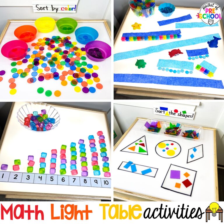 Math Light Table Activities for Preschool, Pre-k, and Kindergarten