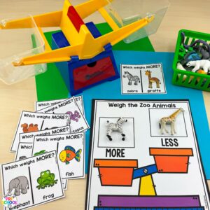 Zoo math & literacy centers for preschool, pre-k, & kindergarten to practice academic skills with a fun zoo theme.