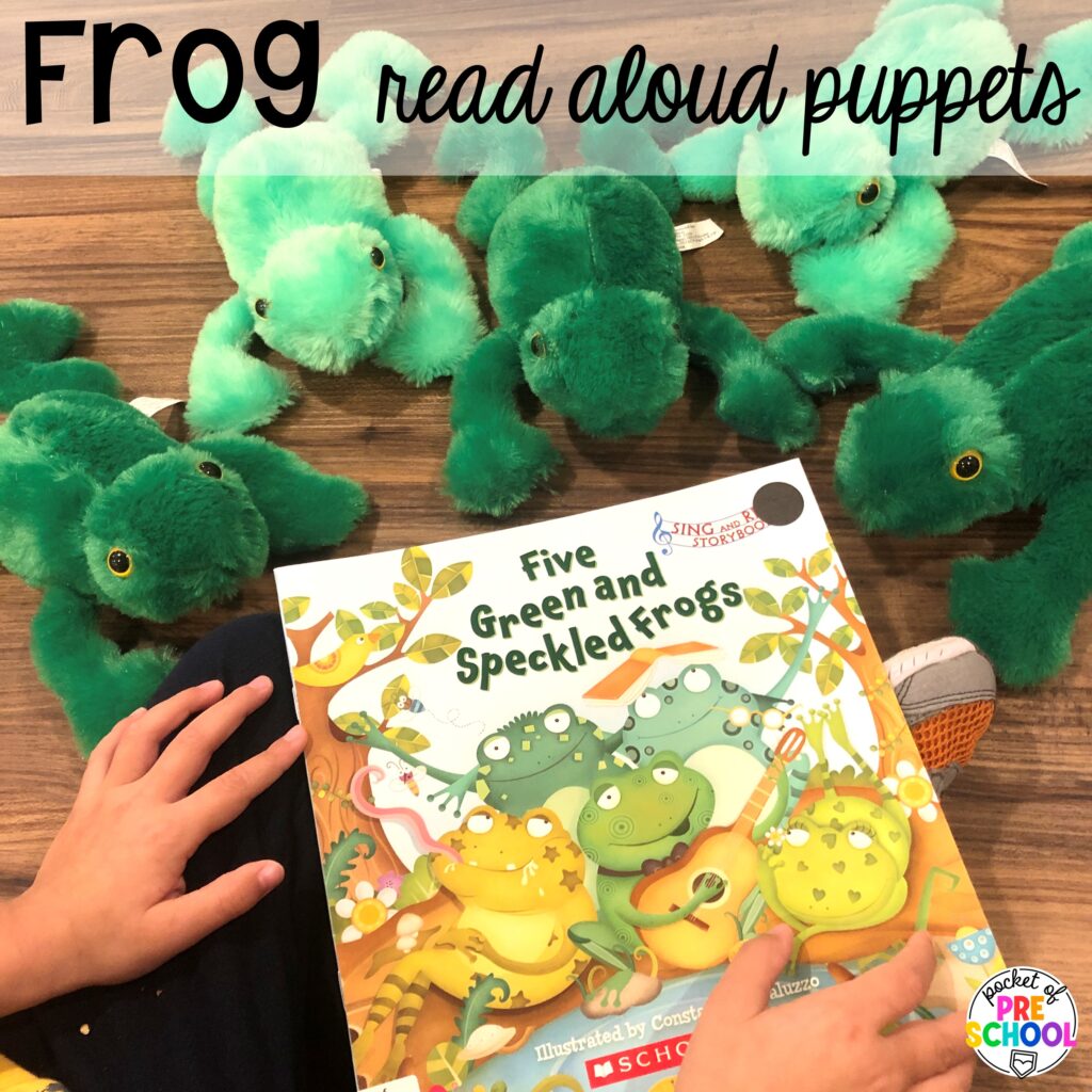 Frog read aloud puppets! Camping themed centers made for preschool, pre-k, and kindergarten students to develop math, literacy, science, fine motor, and tons of other skills.