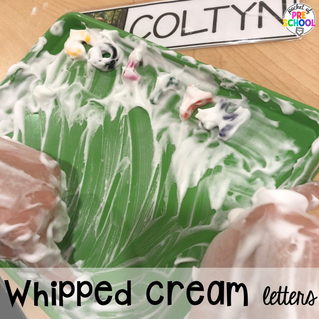 Whipped cream letters! Ideas and activities for an ice cream theme in your preschool, pre-k, and kindergarten room.