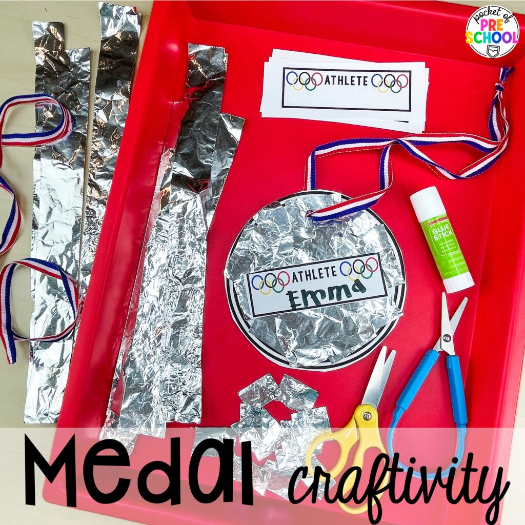 Medal craftivity! Olympic activities and centers for preschool, pre-k, and kindergarten. There are ideas for the winter and summer games, or just a general Olympic theme.