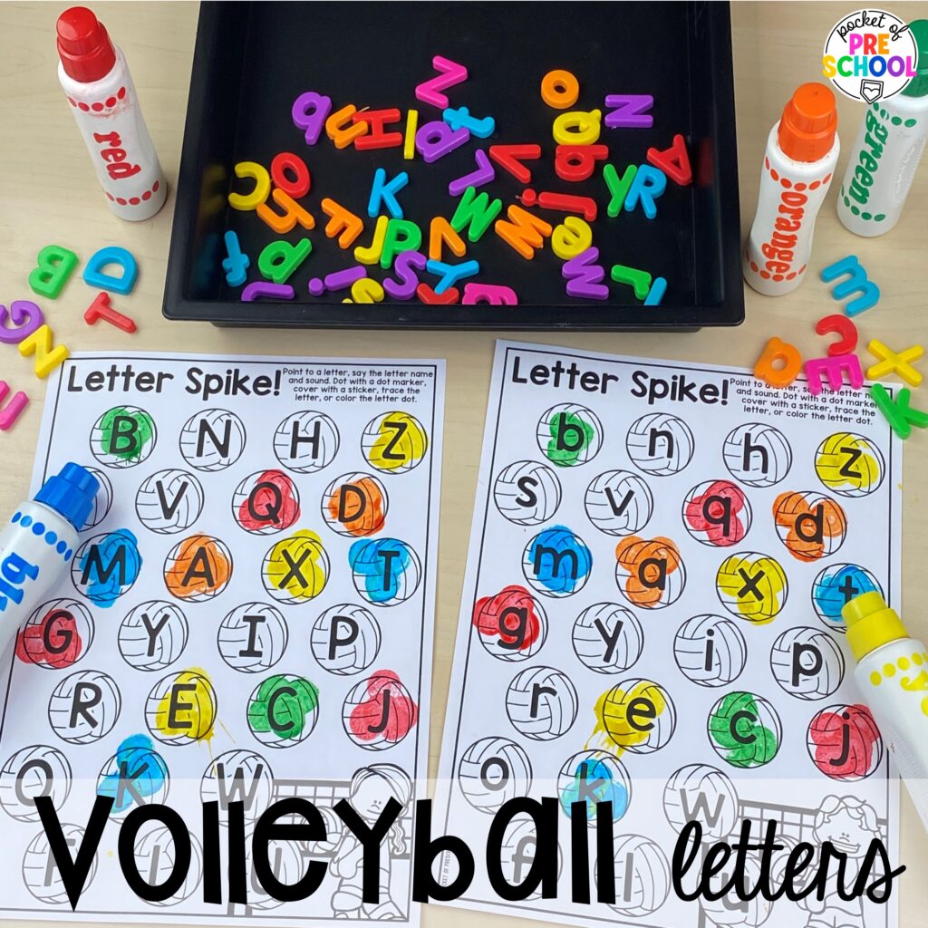 Volleyball letters! Olympic activities and centers for preschool, pre-k, and kindergarten. There are ideas for the winter and summer games, or just a general Olympic theme.
