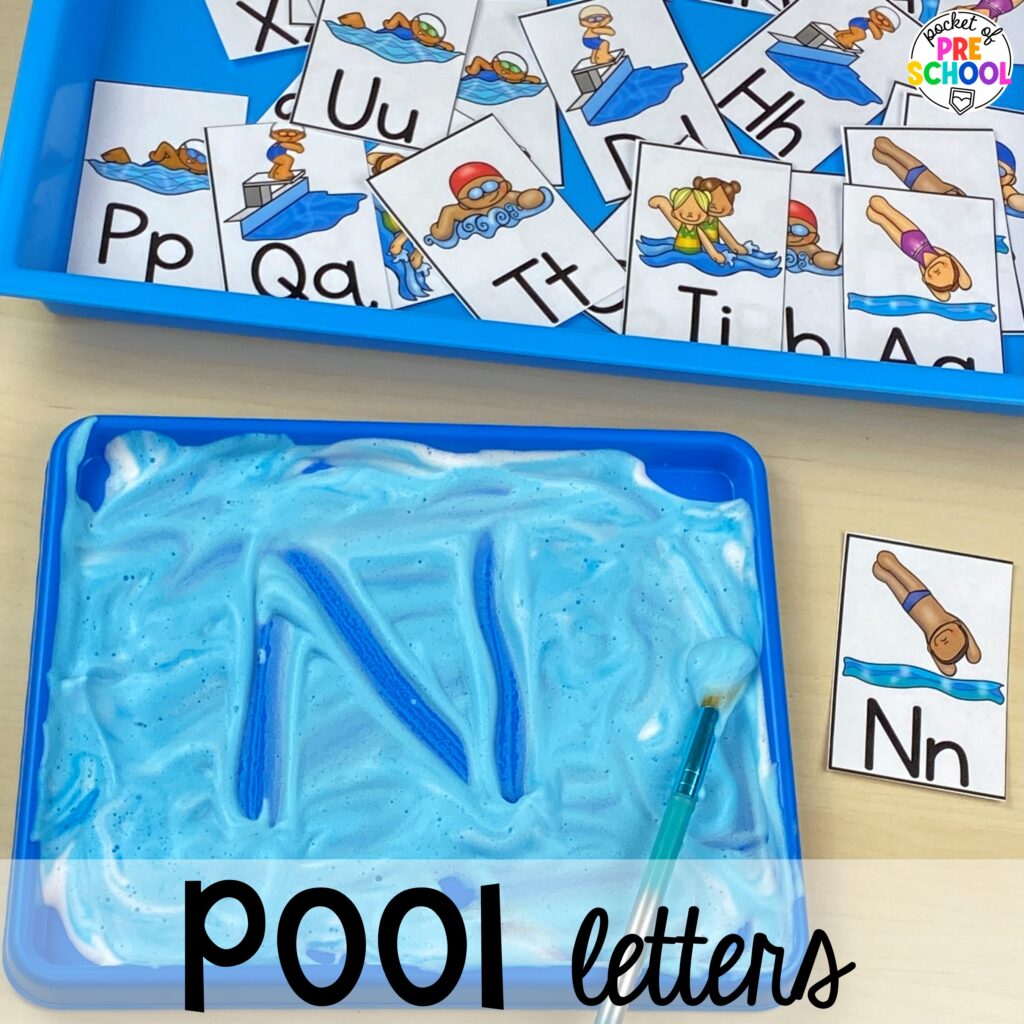 Pool letters! Olympic activities and centers for preschool, pre-k, and kindergarten. There are ideas for the winter and summer games, or just a general Olympic theme.