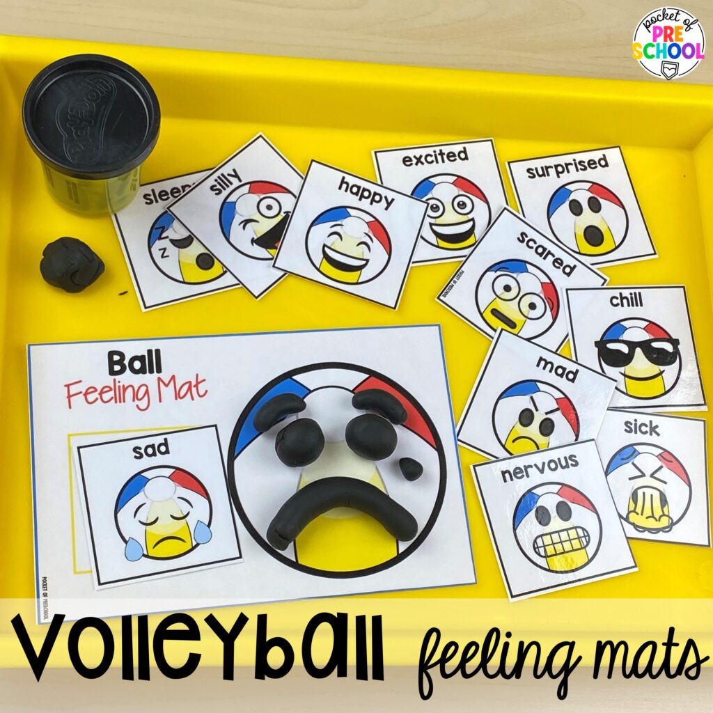 Volleyball feeling mats! Olympic activities and centers for preschool, pre-k, and kindergarten. There are ideas for the winter and summer games, or just a general Olympic theme.