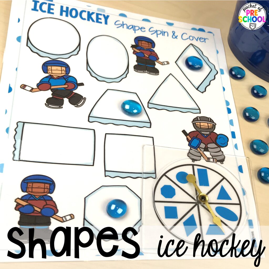Shapes ice hockey! Olympic activities and centers for preschool, pre-k, and kindergarten. There are ideas for the winter and summer games, or just a general Olympic theme.