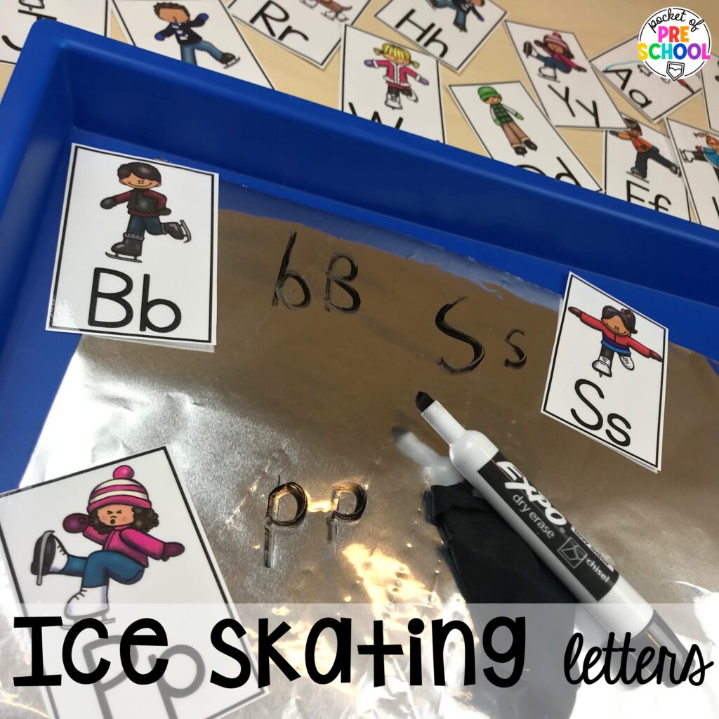 Ice skating letters! Olympic activities and centers for preschool, pre-k, and kindergarten. There are ideas for the winter and summer games, or just a general Olympic theme.