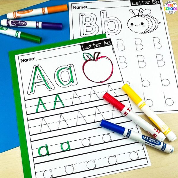 Alphabet worksheets to practice letter formation, letter identification, and more with your preschool, pre-k, and kindergarten students.