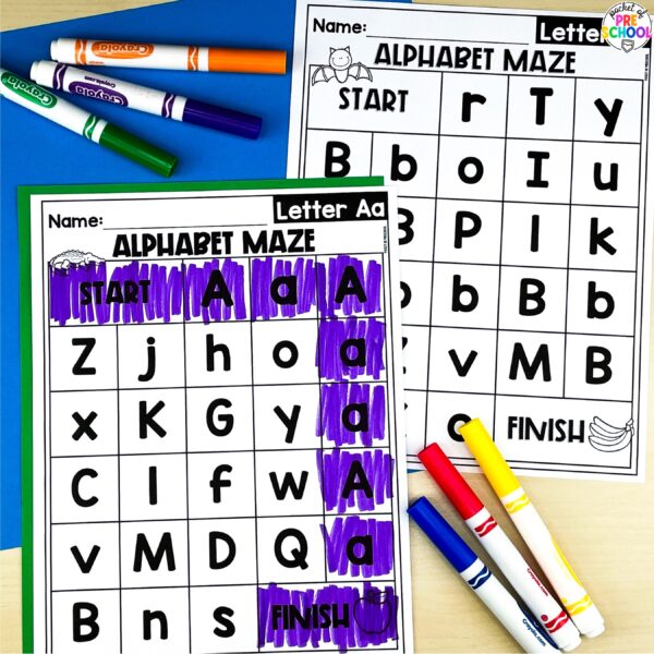 Alphabet worksheets to practice letter formation, letter identification, and more with your preschool, pre-k, and kindergarten students.