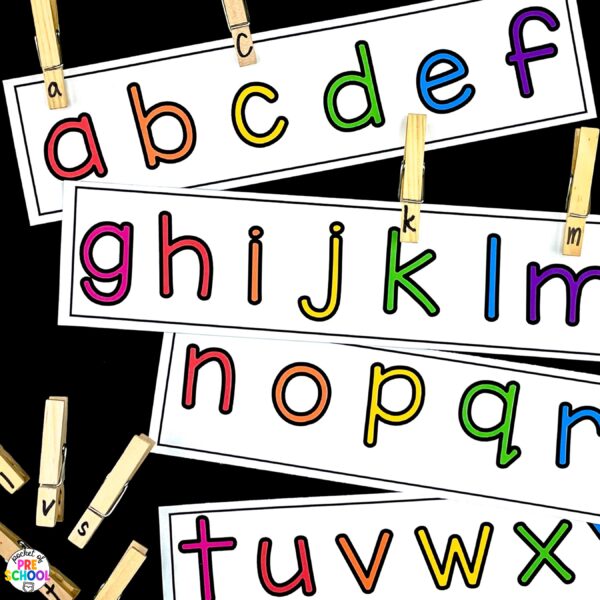 Alphabet strips freebie to practice letters and beginning sounds with preschool, pre-k, and kindergarten students.