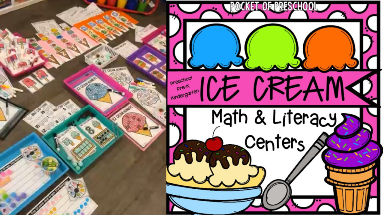 Ideas and activities for an ice cream theme in your preschool, pre-k, and kindergarten room.