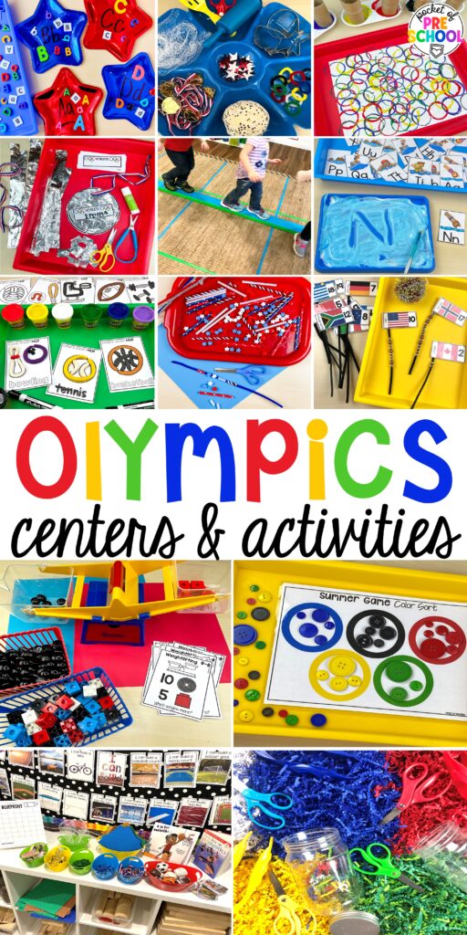 Olympic activities and centers for preschool, pre-k, and kindergarten. There are ideas for the winter and summer games, or just a general Olympic theme.