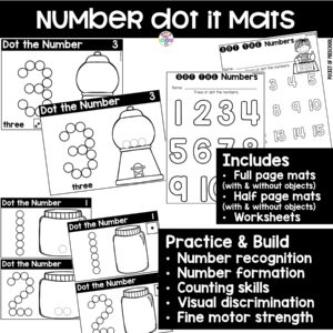 Practice number formation and identification while building numbers on these dot it mats.