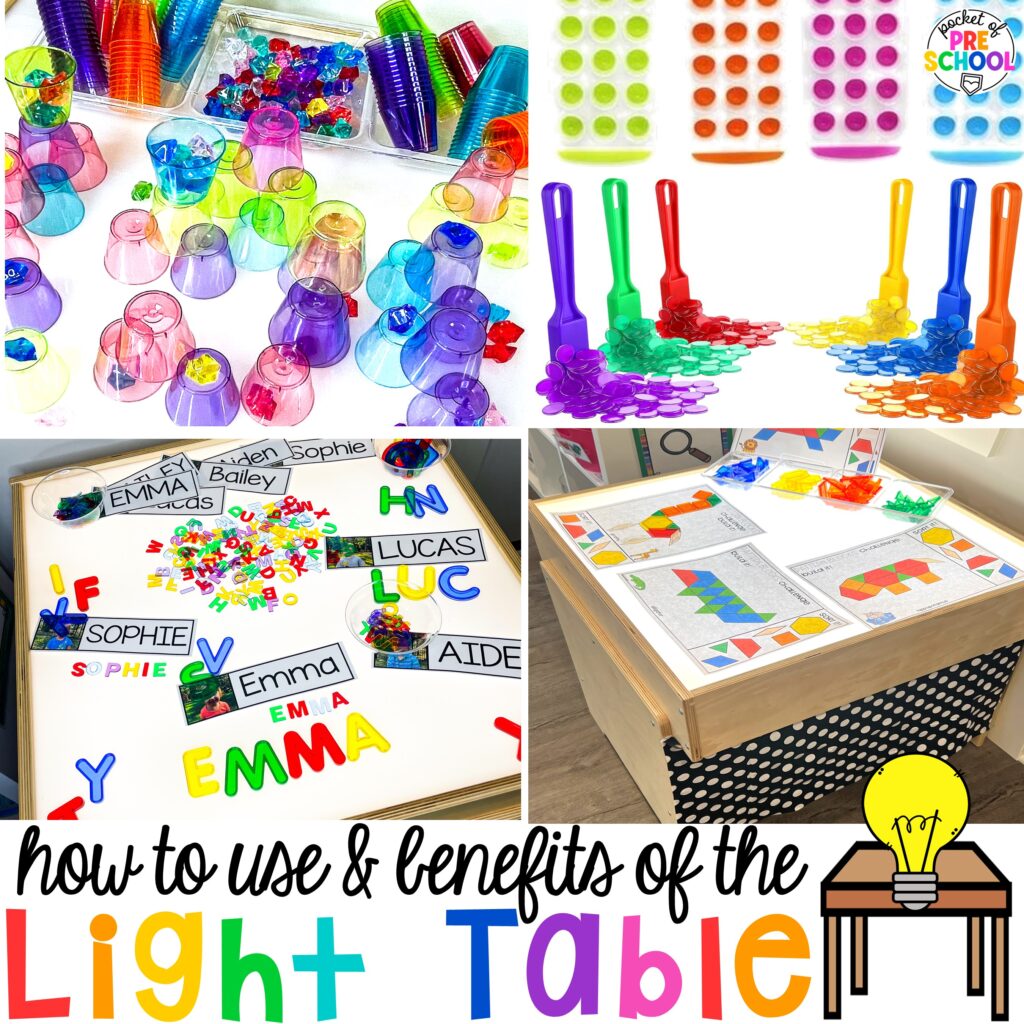 How to use and the benefits of the light table in preschool, pre-k, and kindergarten classrooms!