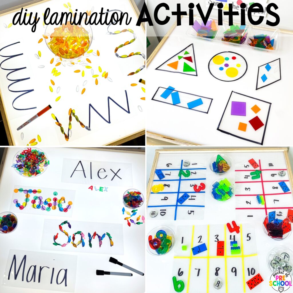 DIY lamination activities! How to use and the benefits of the light table in preschool, pre-k, and kindergarten classrooms!