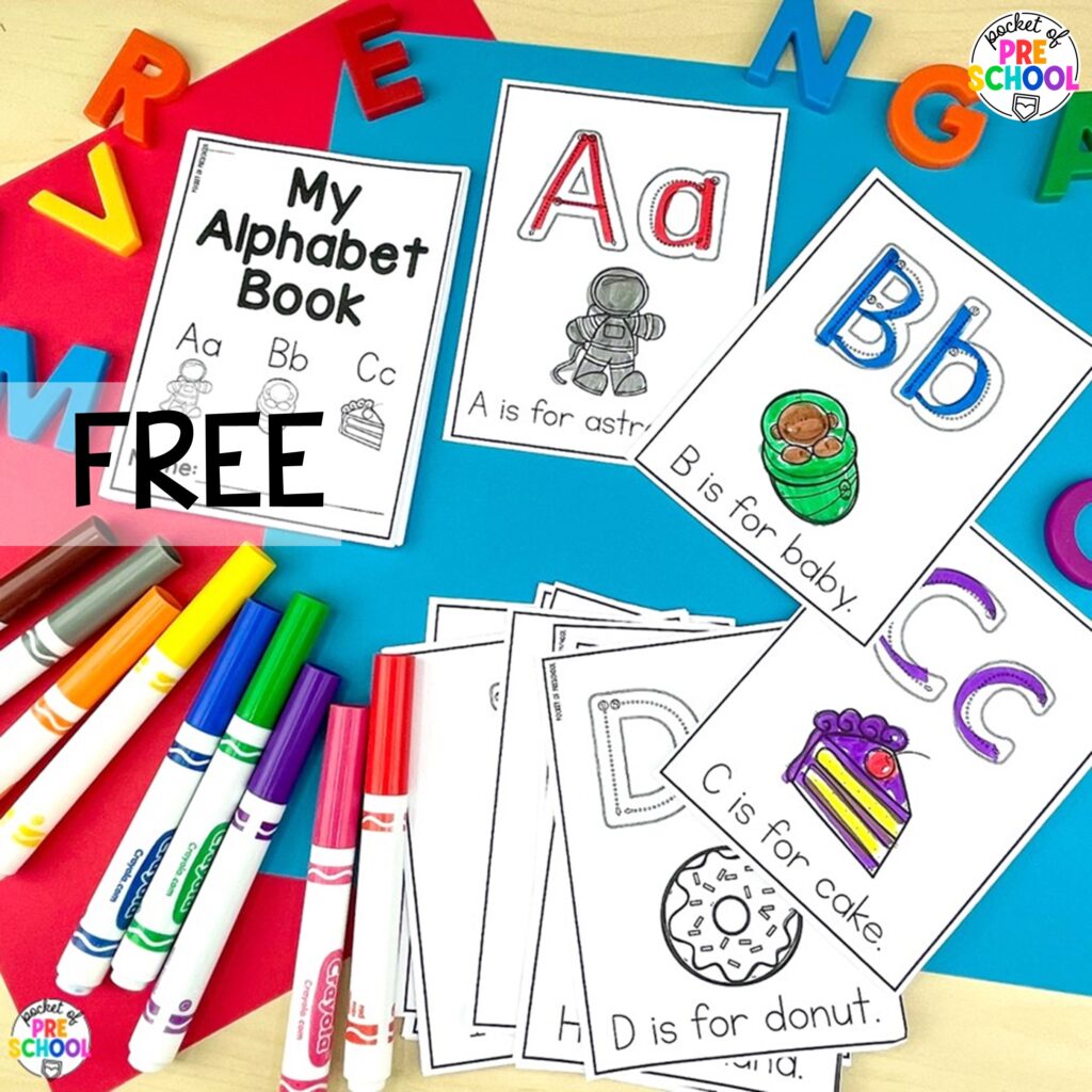 FREE alphabet mini book! Alphabet worksheets for preschool, pre-k, and kindergarten students to practice letter formation, letter identification, and fine motor skills.