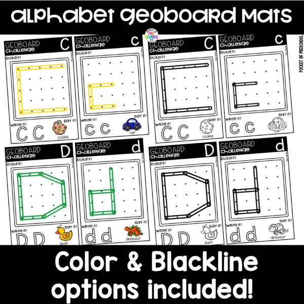 Practice letter formation and identification while building letters on these geoboard mats.