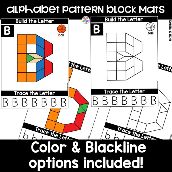 Practice letter formation and identification while building letters on these pattern block mats.