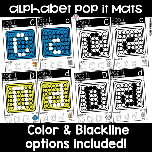 Practice letter formation and identification while building letters on these pop it mats.