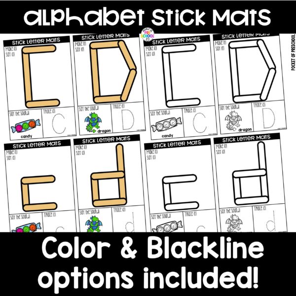Practice letter formation and identification while building letters on these stick mats.