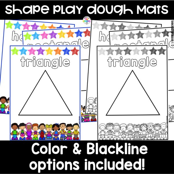 Practice shape formation and identification while building shapes on these play dough mats.