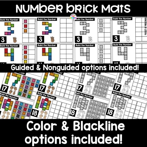 Practice number formation and identification while building numbers on these Lego brick mats.
