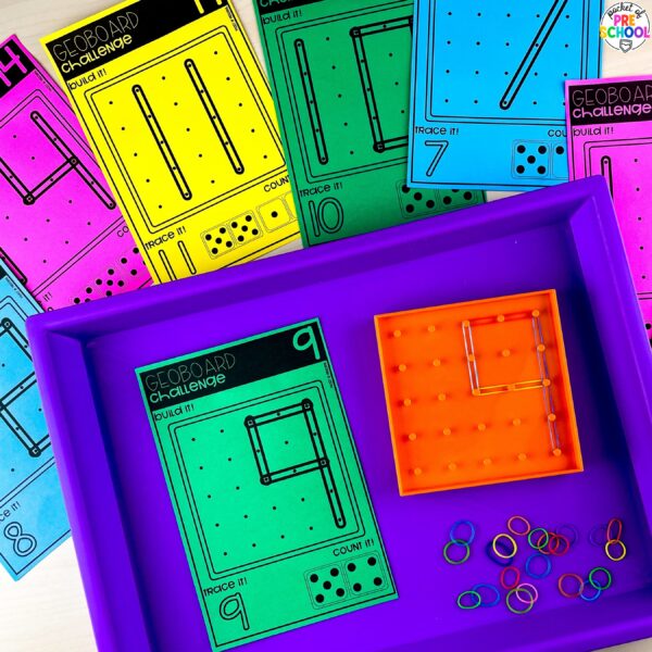 Practice number formation and identification while building numbers on these geoboard mats.