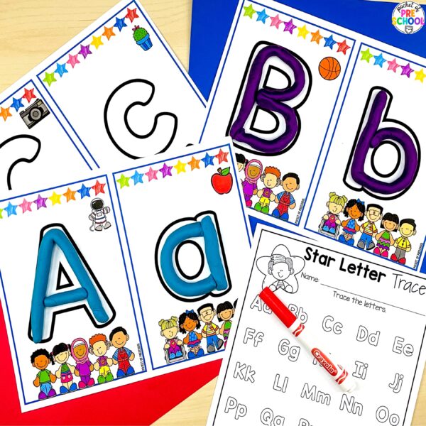 Practice letter formation and identification while building letters on these play dough mats.