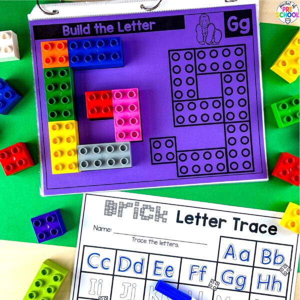 Practice letter formation and identification while building letters with Lego big bricks.