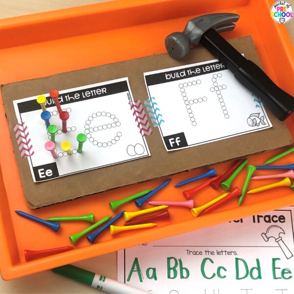 Practice letter formation and identification while building letters on these small dot mats.