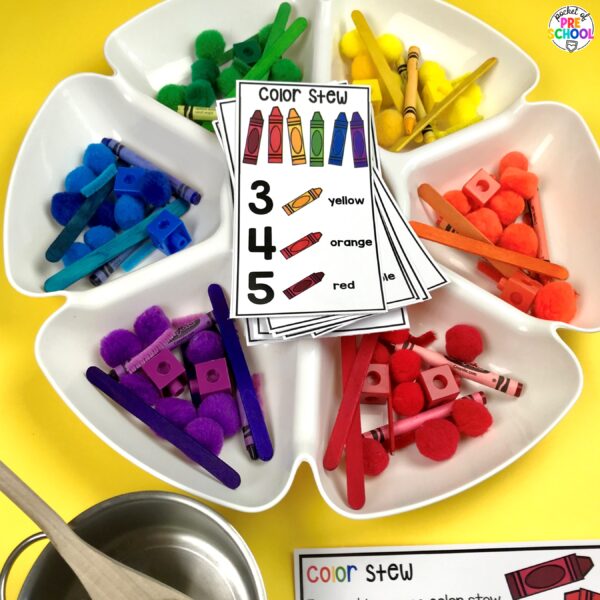 Counting stews for math skills for preschool, pre-k, and kindergarten students. Practice, counting, addition, one-to-one correspondence, sorting, and more!