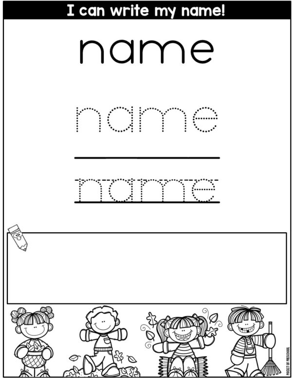 Practice letter formation and name spelling with these themed worksheets for preschool, pre-k, and kindergarten. They are editable and auto-populate the names on all the pages.
