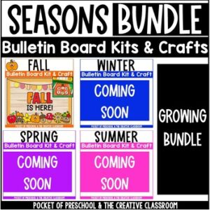 PREVIEW SALE! Create a cute seasonal bulletin board all year long (fall, winter, spring, and summer) in your preschool, pre-k, kindergarten, or first-grade classroom!