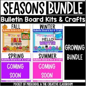 PREVIEW SALE! Create a cute seasonal bulletin board all year long (fall, winter, spring, and summer) in your preschool, pre-k, kindergarten, or first-grade classroom!