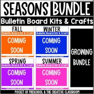 PREVIEW SALE! Create a cute seasonal bulletin board all year long (fall, winter, spring, and summer) in your preschool, pre-k, kindergarten, or first-grade classroom!