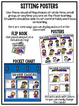 Teach students various ways they can sit at circle or at the carpet using this visual support! If students are comfortable, they feel better, are calmer, are happier, and can focus on learning.