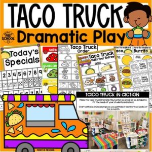 Taco Truck Dramatic Play is a fun theme you can do in your pretend or dramatic play center for preschool, pre-k, and kindergarten.