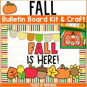 Create a cute FALL bulletin board for your preschool, pre-k, kindergarten, or first-grade classroom! It's the perfect to display what students are learning in the hallway, door, or classroom bulletin board.