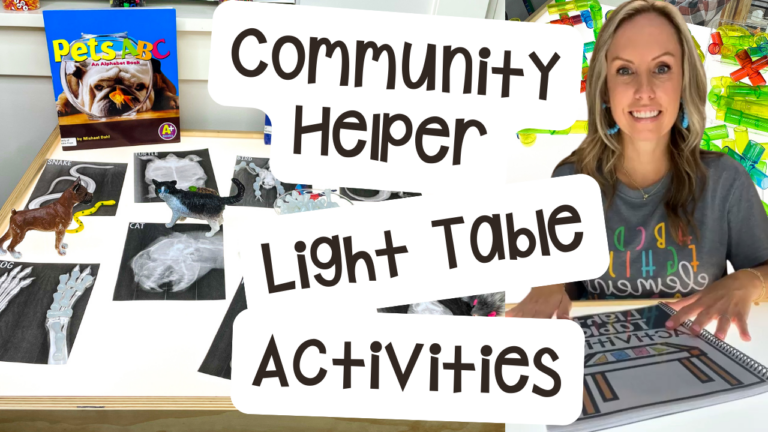 My favorite community helper light table ideas to improve gross motor, fine motor, literacy, and math skills for little learners!