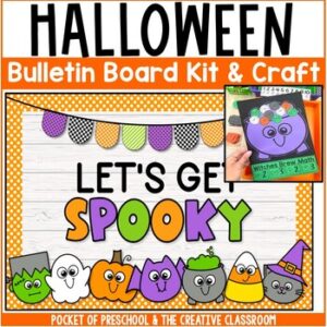 Halloween bulletin board kit with a fun craft for little learners.