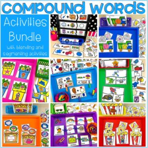 The Compound Activities Bundle is packed with hands-on compound word games and activities to teach students to listen carefully to sounds, segment parts in words or blend parts in words to create compound words to strengthen their phonological awareness.