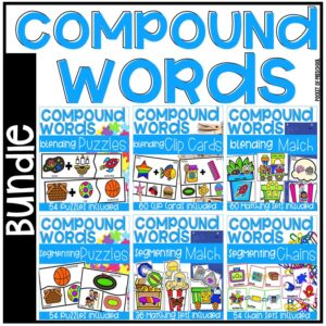 The Compound Activities Bundle is packed with hands-on compound word games and activities to teach students to listen carefully to sounds, segment parts in words or blend parts in words to create compound words to strengthen their phonological awareness.