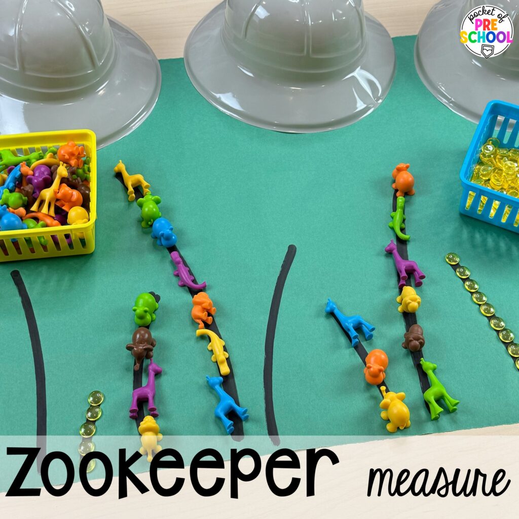 Zookeeper measure! Community helpers butcher paper activities for literacy, math, and fine motor for preschool, pre-k, and kindergarten.