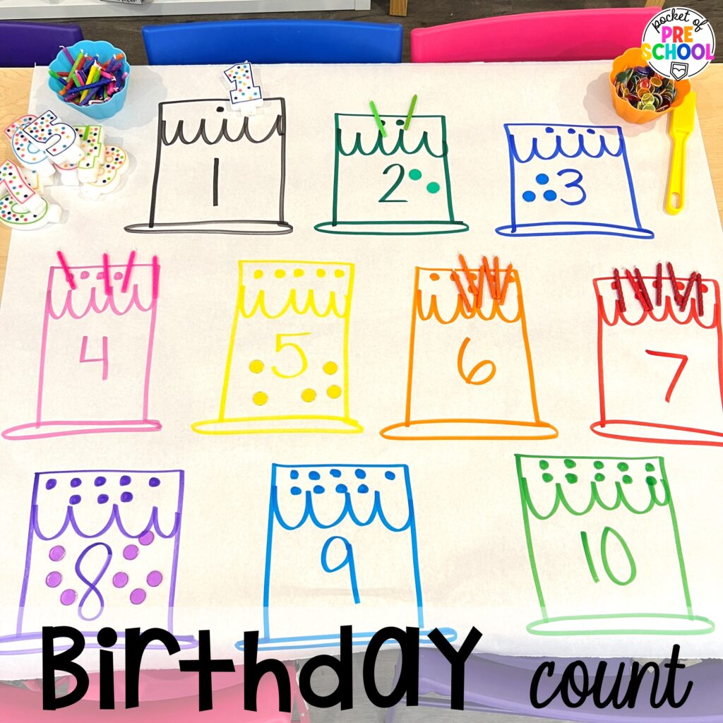 Birthday count! Community helpers butcher paper activities for literacy, math, and fine motor for preschool, pre-k, and kindergarten.