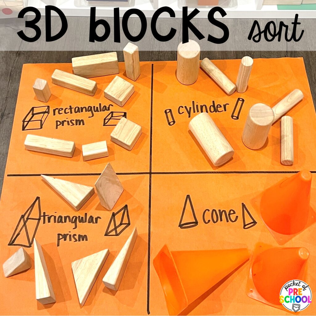 3D blocks sort! Community helpers butcher paper activities for literacy, math, and fine motor for preschool, pre-k, and kindergarten.