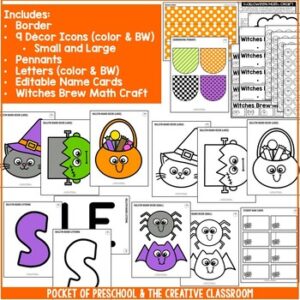 Halloween bulletin board kit with a fun craft for little learners.