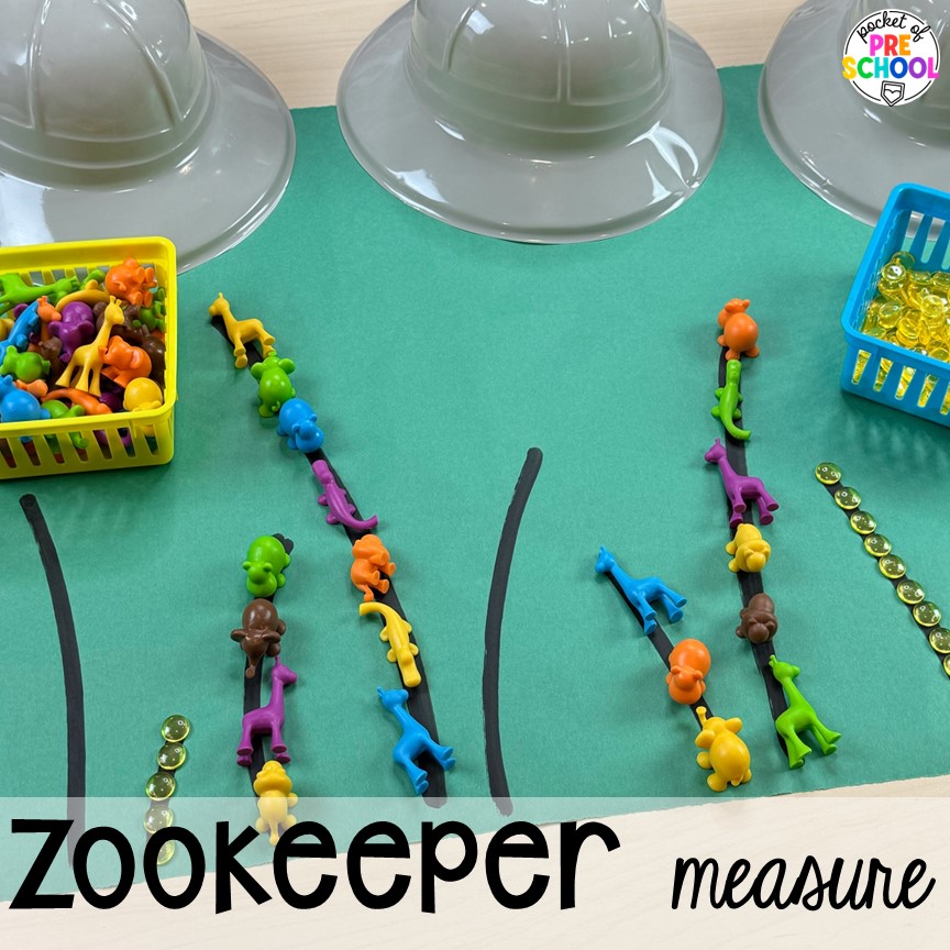 Zookeeper measure! FREE desert art pattern plus all my go to ZOO themed activities (math, literacy, fine motor, science, sensory) for preschool, pre-k, and kindergarten